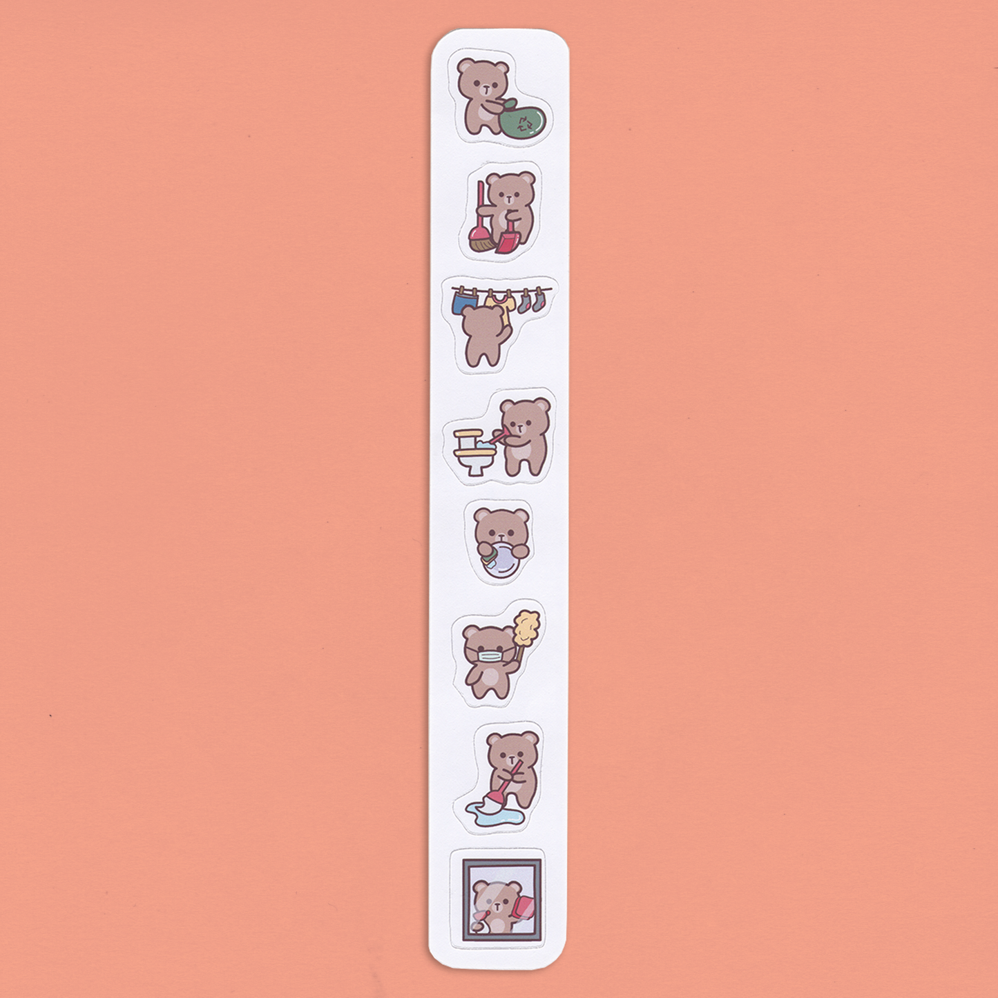 Mini tarra-arkki - Söpö nalle ja kotityöt