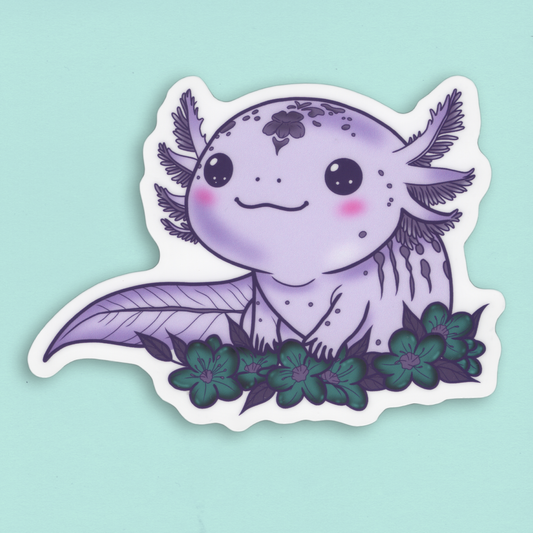 Die-Cut tarra – Suloinen Aksolotli