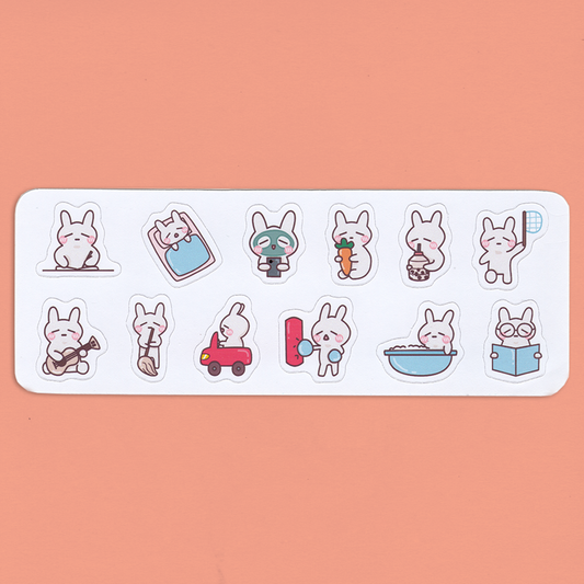 Mini tarra-arkki - Söpö pupu ja vapaa-ajan viettoa